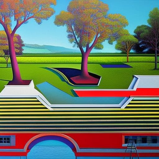 Surreal Picnic as Abstract Oil Painting