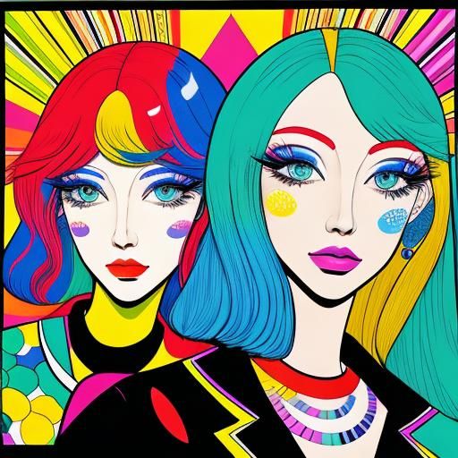 Manga Woman Portrait in Abstract Contemporary Art Style