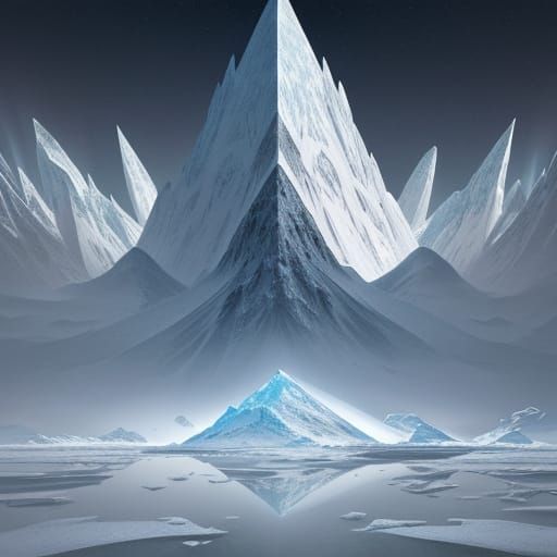 Otherworldly Crystalline Mountains in Fractal Art Style