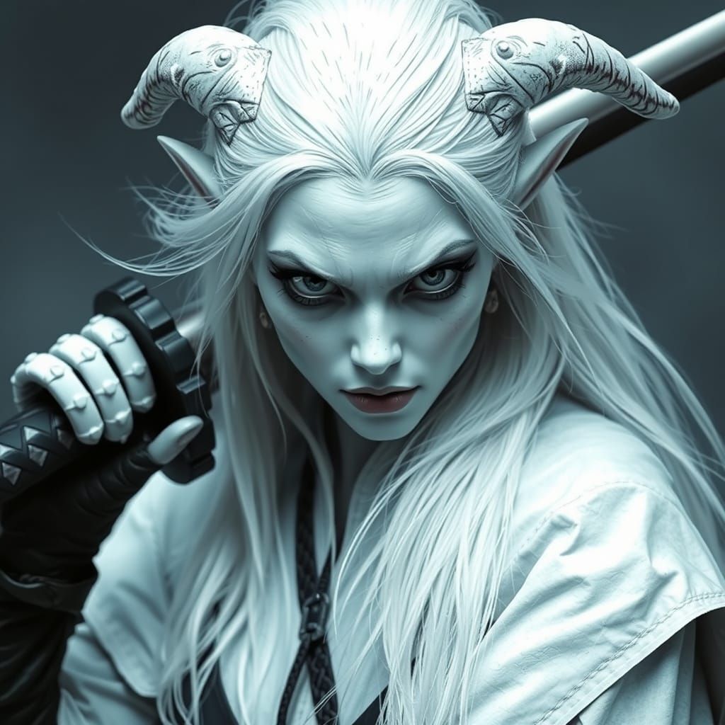 Gothic Elven Warrior in Dark Armor