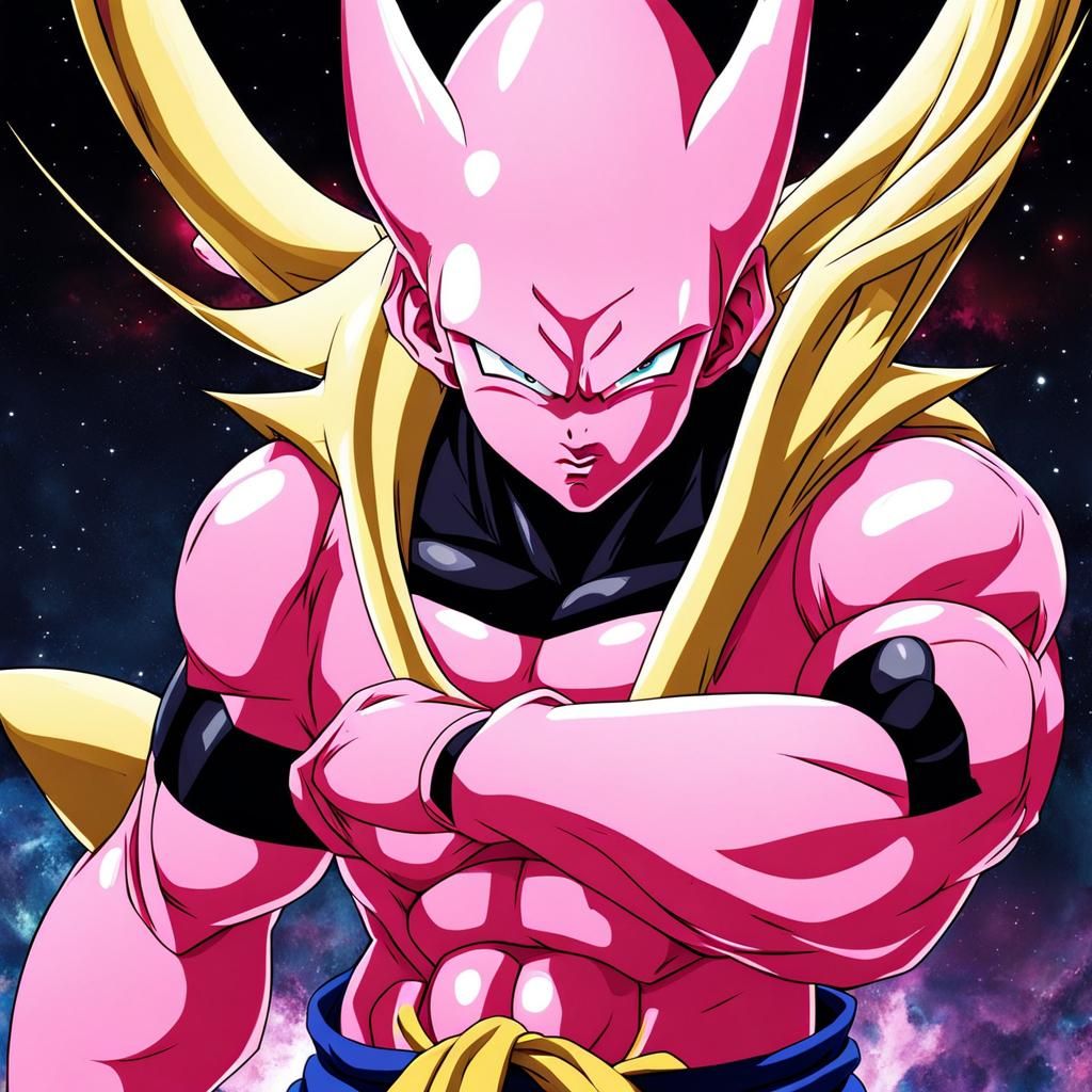 Majin Buu Human Form in Anime Style