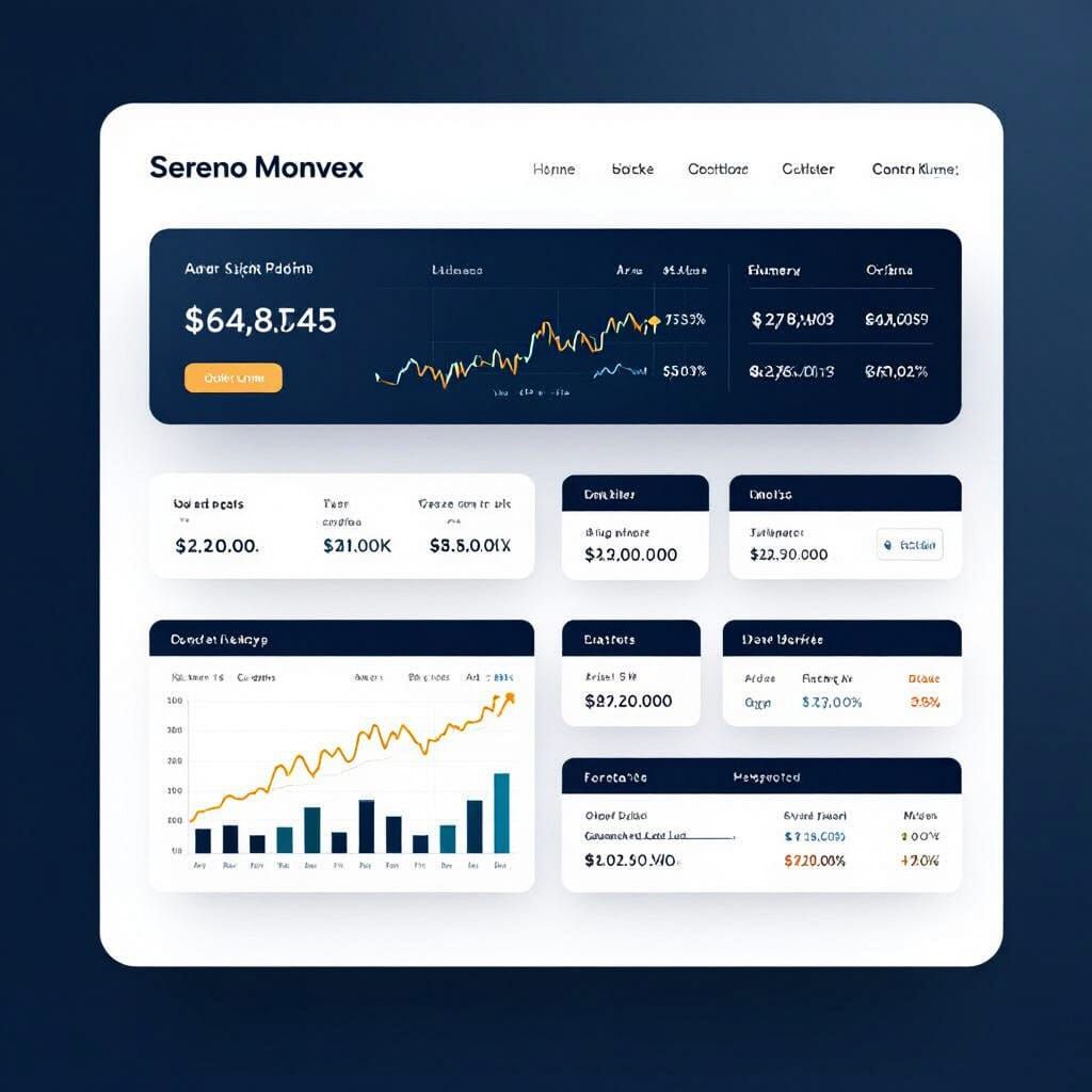 Sereno Monvex: Modern Trading Platform in Blue and Gold