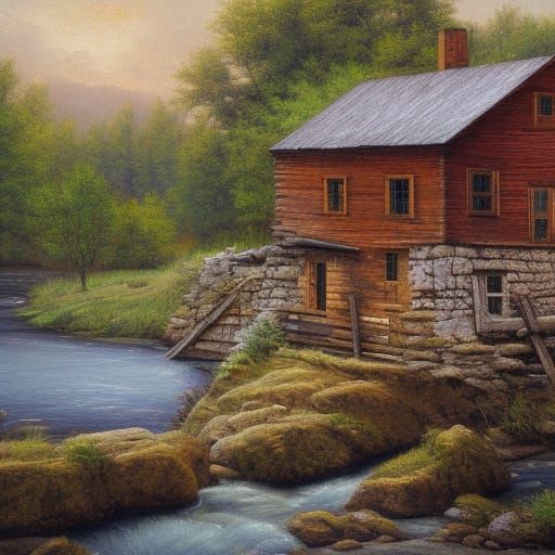 Old Mill: Hyperdetailed Matte Painting in Deep Color