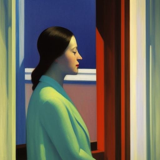 Woman by Window in Hopper Style