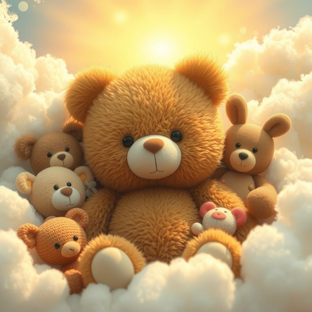 Teddy Bear Plush in Sunshine, Whimsical Style