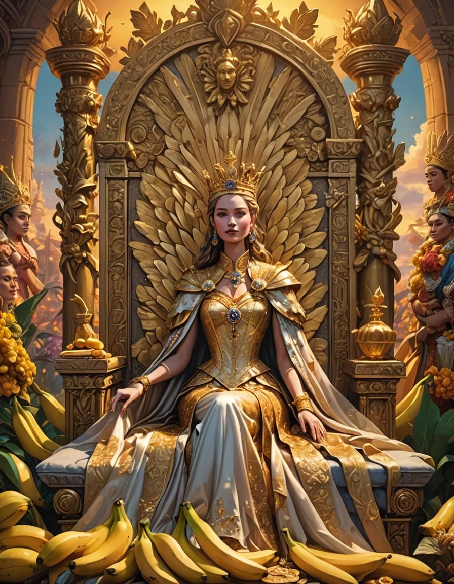 Banana Queen on Throne: Comic Art Illustration