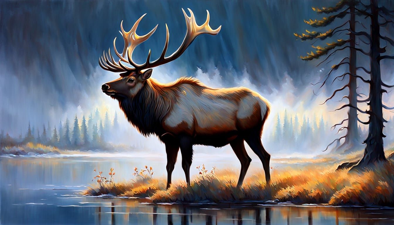 Driftveil Elk Woven From Mist in Magical Light