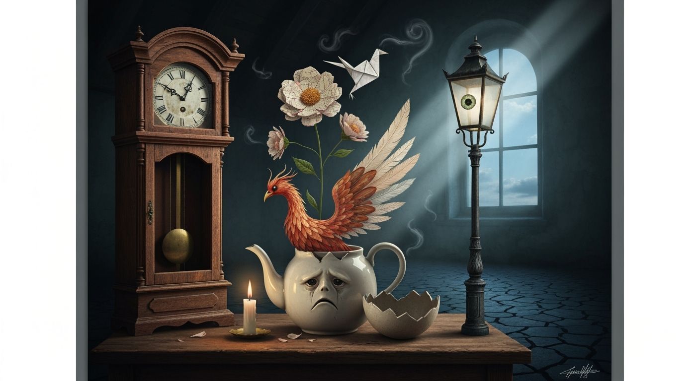 Antique Grandfather Clock in Dusty Attic