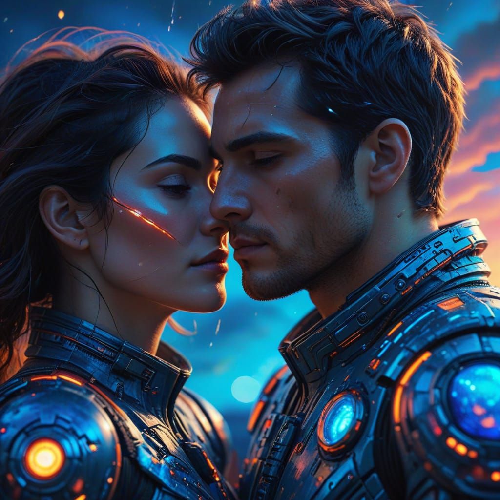 Dreamy Sci-Fi Portrait of Two People in Love
