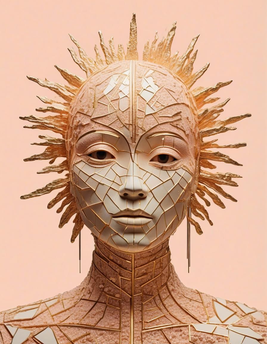 Ethereal Peach Treasure: Minimalist Golden Hour Art