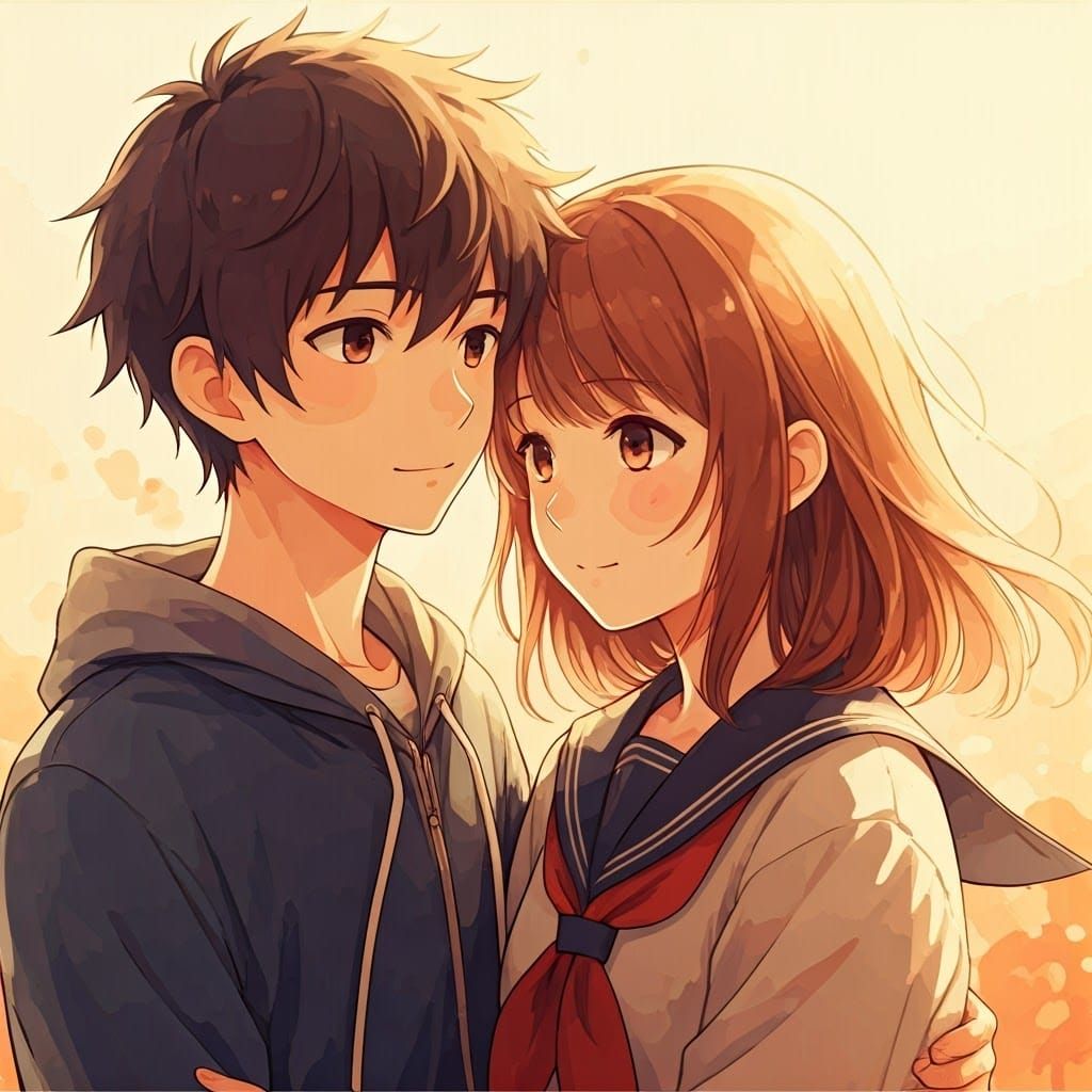 Tender Anime Moment in Vibrant Colors