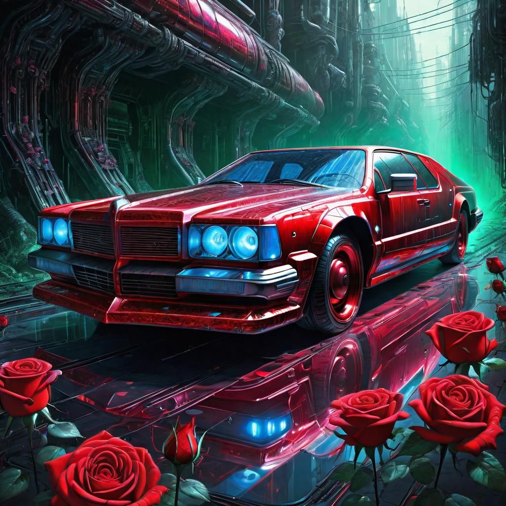Magic red cars in a futuristic world 2