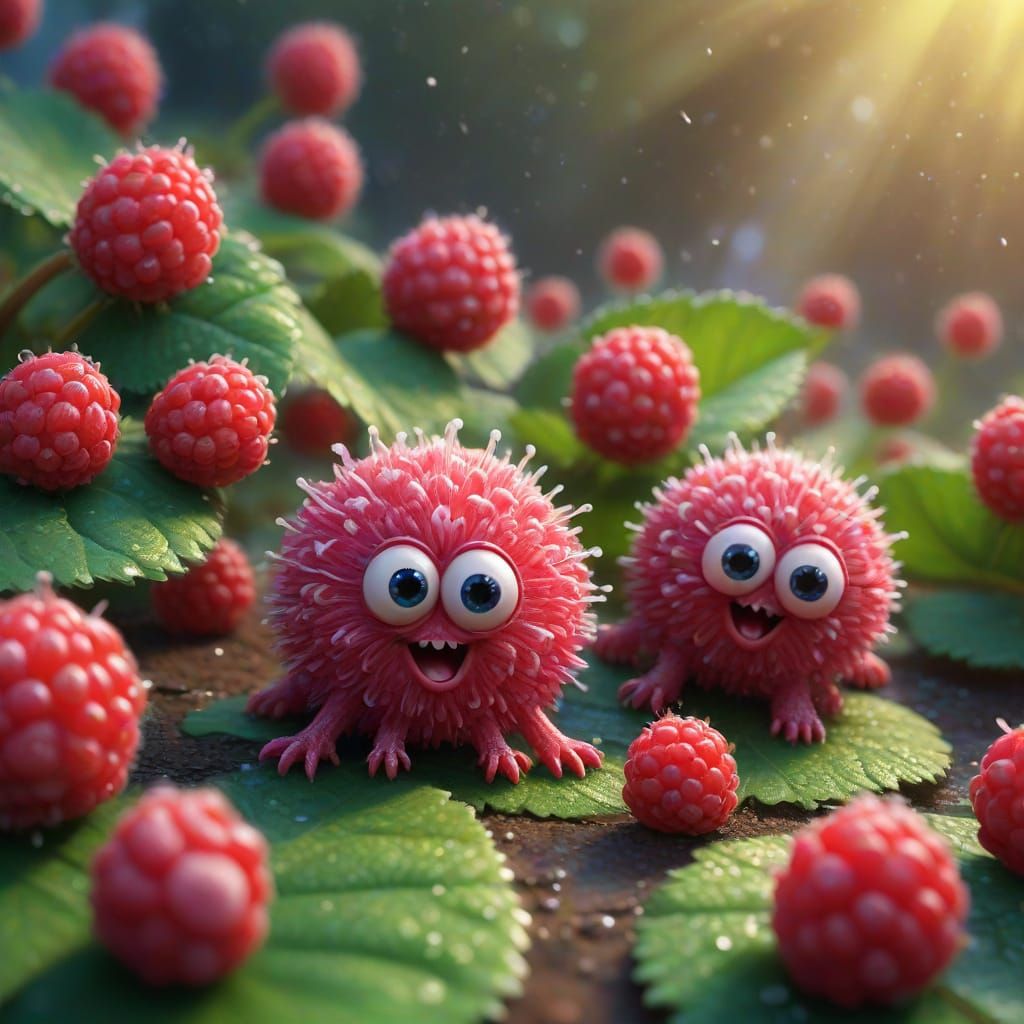 Raspberry-Snowflakes Growing Critters in Springtime: Oil Pai...