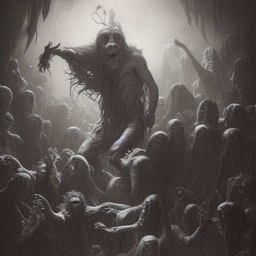 Eerie Yearbook Photo of Monsters in Horror Style