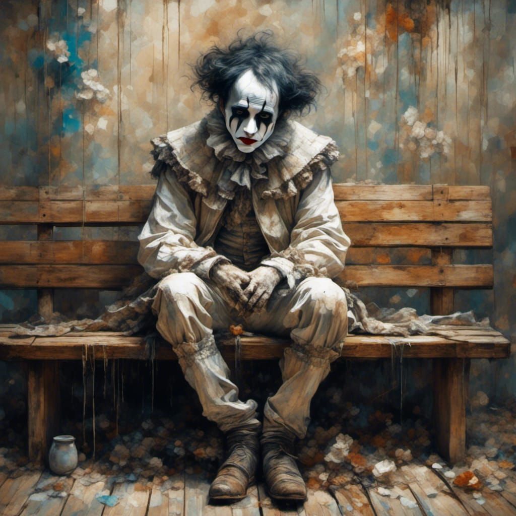 Melancholy Pierrot after the Show, Detailed Matte Painting