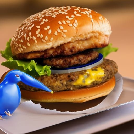 Blue Bird Slicing Burger in Mustard Pool