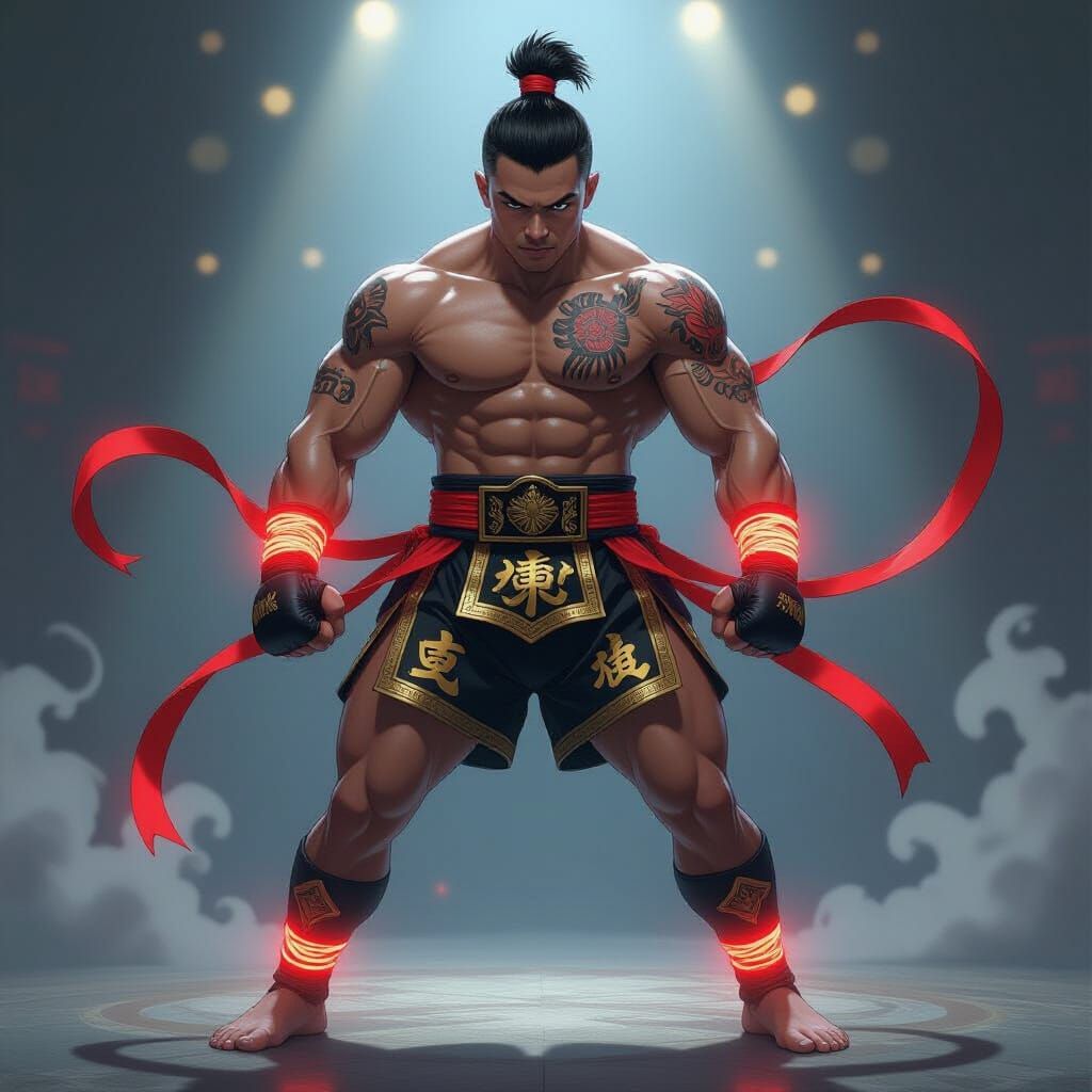 Rodtang Jitmuangnon in Anime Style with Muay Thai Stance