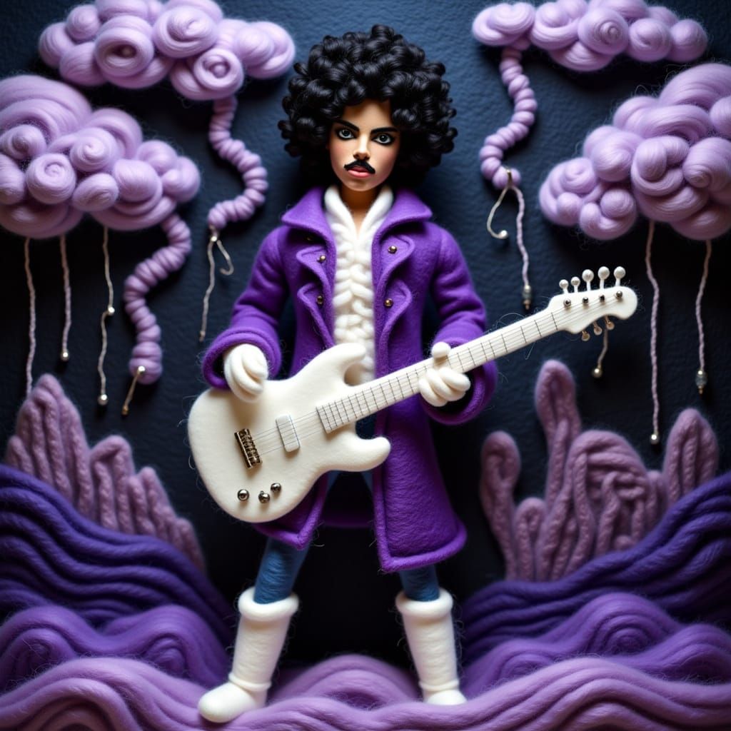 Prince as Felt Sculpture with Embroidered Details