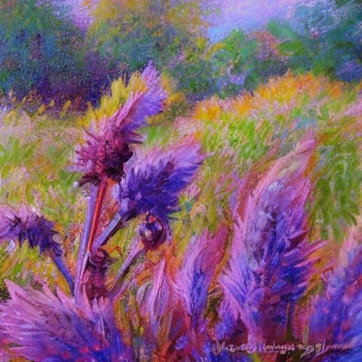 Giant Ants Dancing in Yard: Impressionist Painting