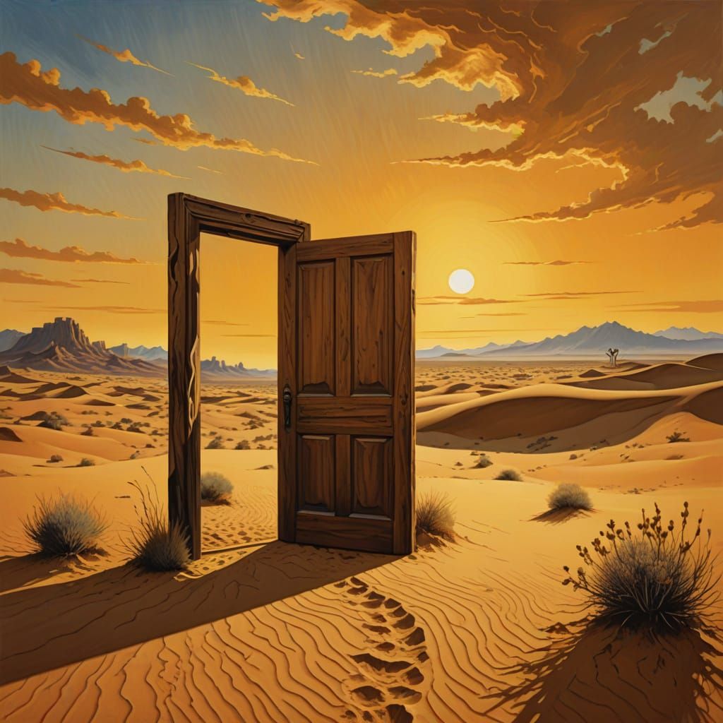 Desert Door in Vintage Surrealist Style