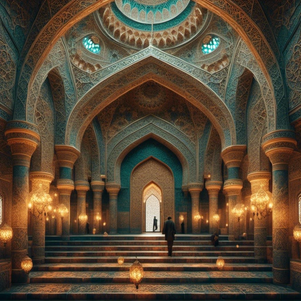 Ottoman Mosque Entrance in Dreamlike 3D Style