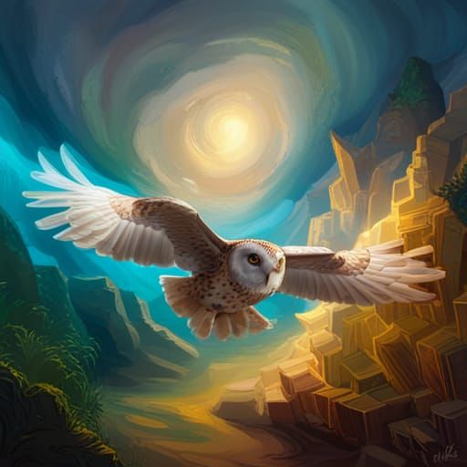 Hyperrealistic Owl Delivery in Colorful Splash Art