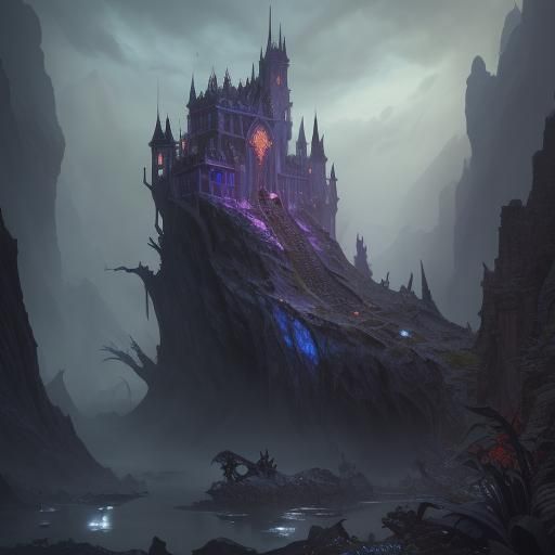 Detailed Matte Painting of Elvira in Deep Color