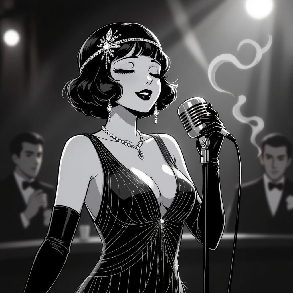 Jazz Singer in 1930s Style, Anime Inspired