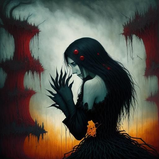 Surreal Gloomy Landscape Evokes Despair