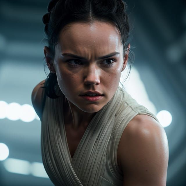 Hyperrealistic Portrait of a Young Heroine in a Cinematic At...