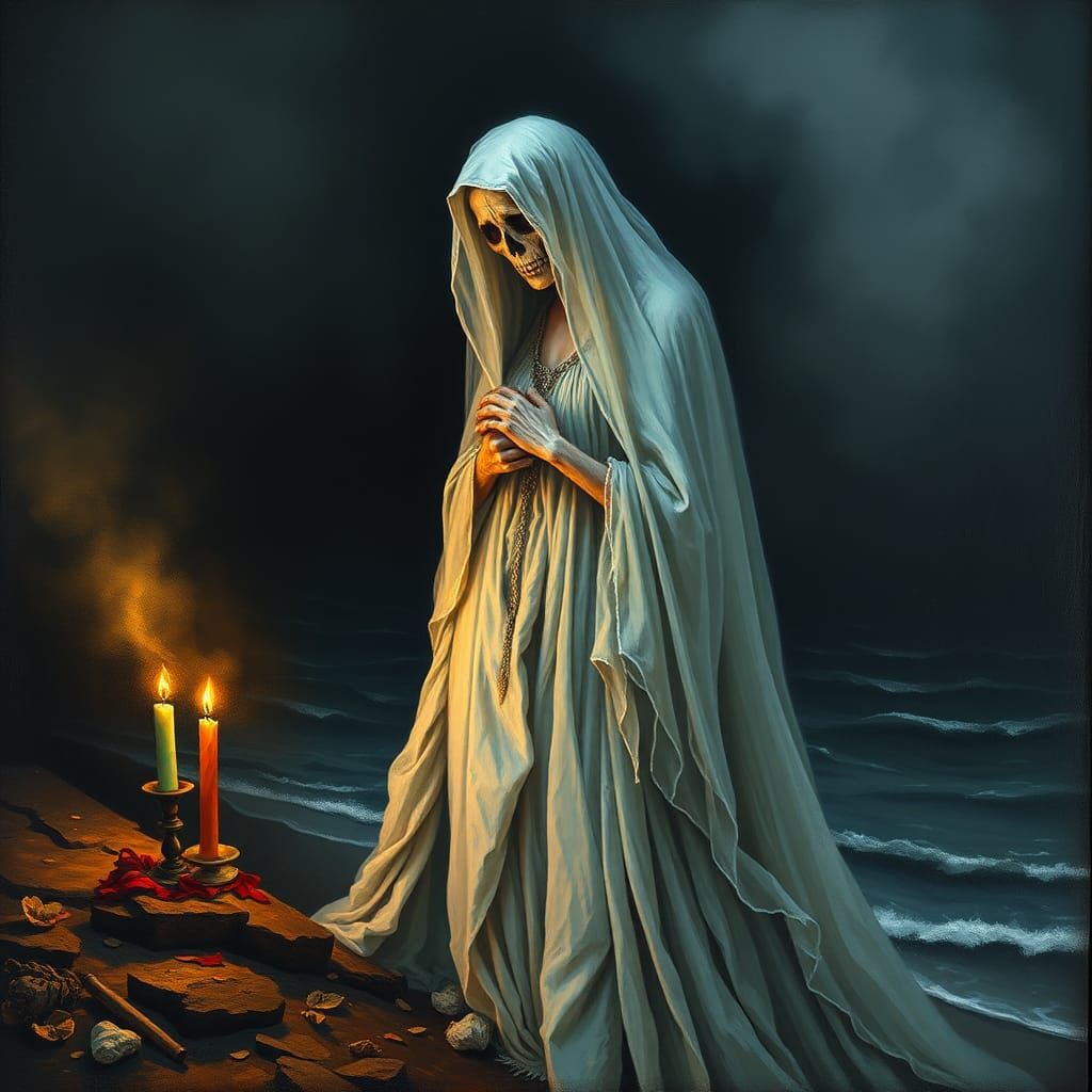 Llorona's Mournful Vigil on Dia de los Muertos
