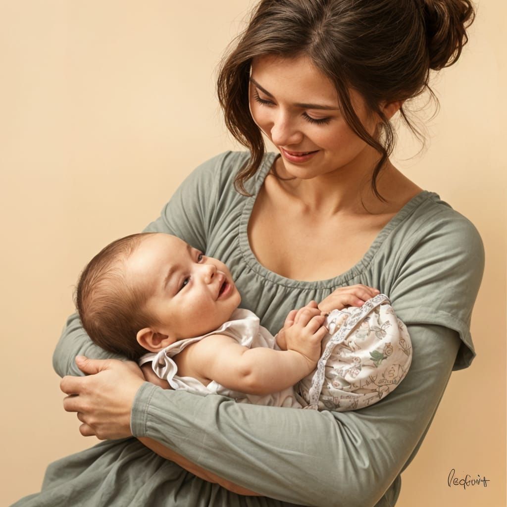 Joyful Mother Celebrates New Life in Vibrant Colors