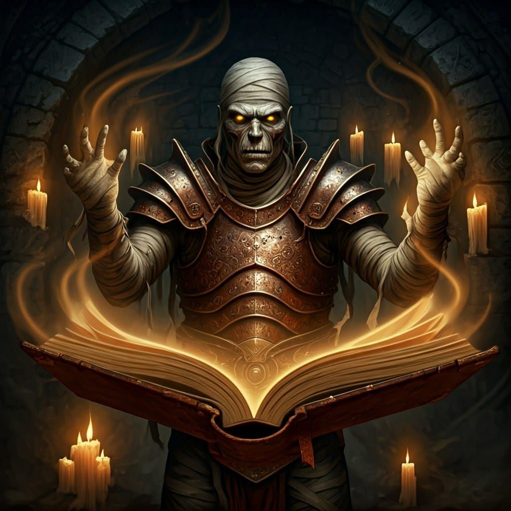 Gothic Fantasy Warrior Mummy Channels Arcane Energies