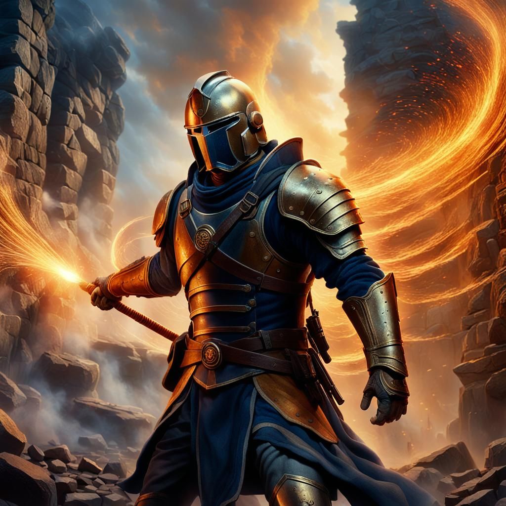 Minuteman in Swirling Vortex of Embers: Digital Matte Painti...