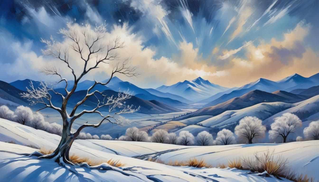 Whispering Winter Oak in a Softly Glimmering Valley