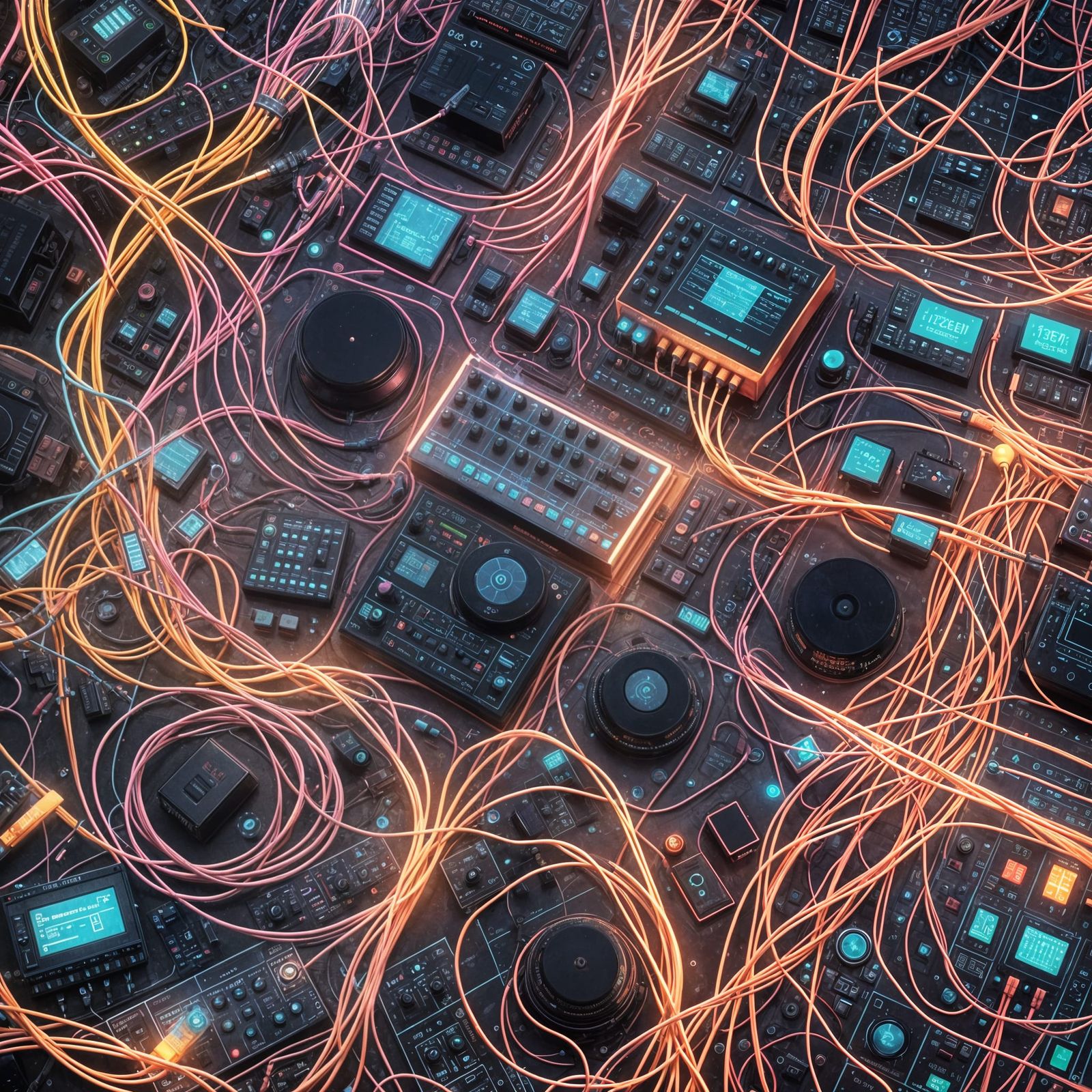 Schematic Plan of Electronic Music Devices in Cosmic Style