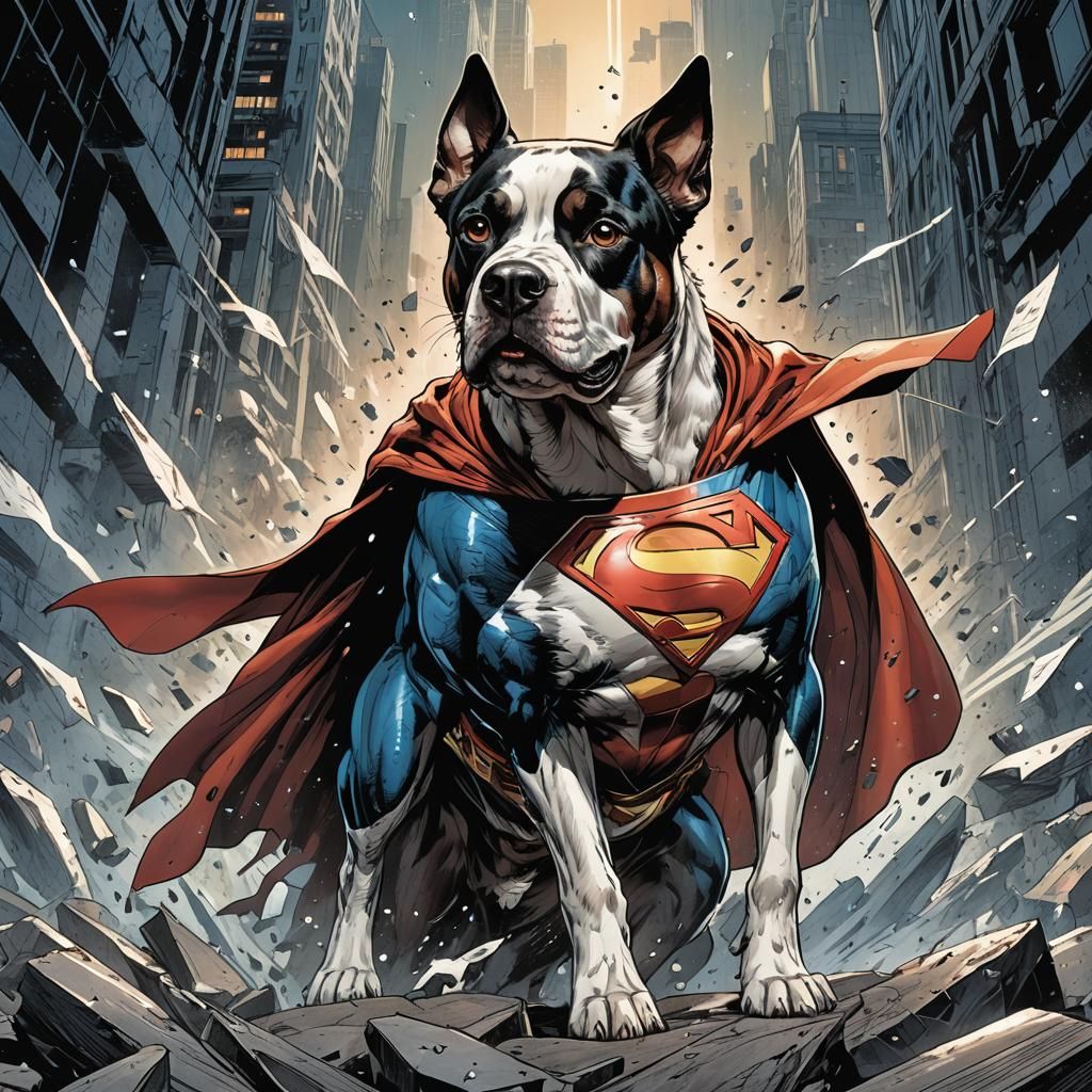 Superhero Dog Portrait in Comic Book Style