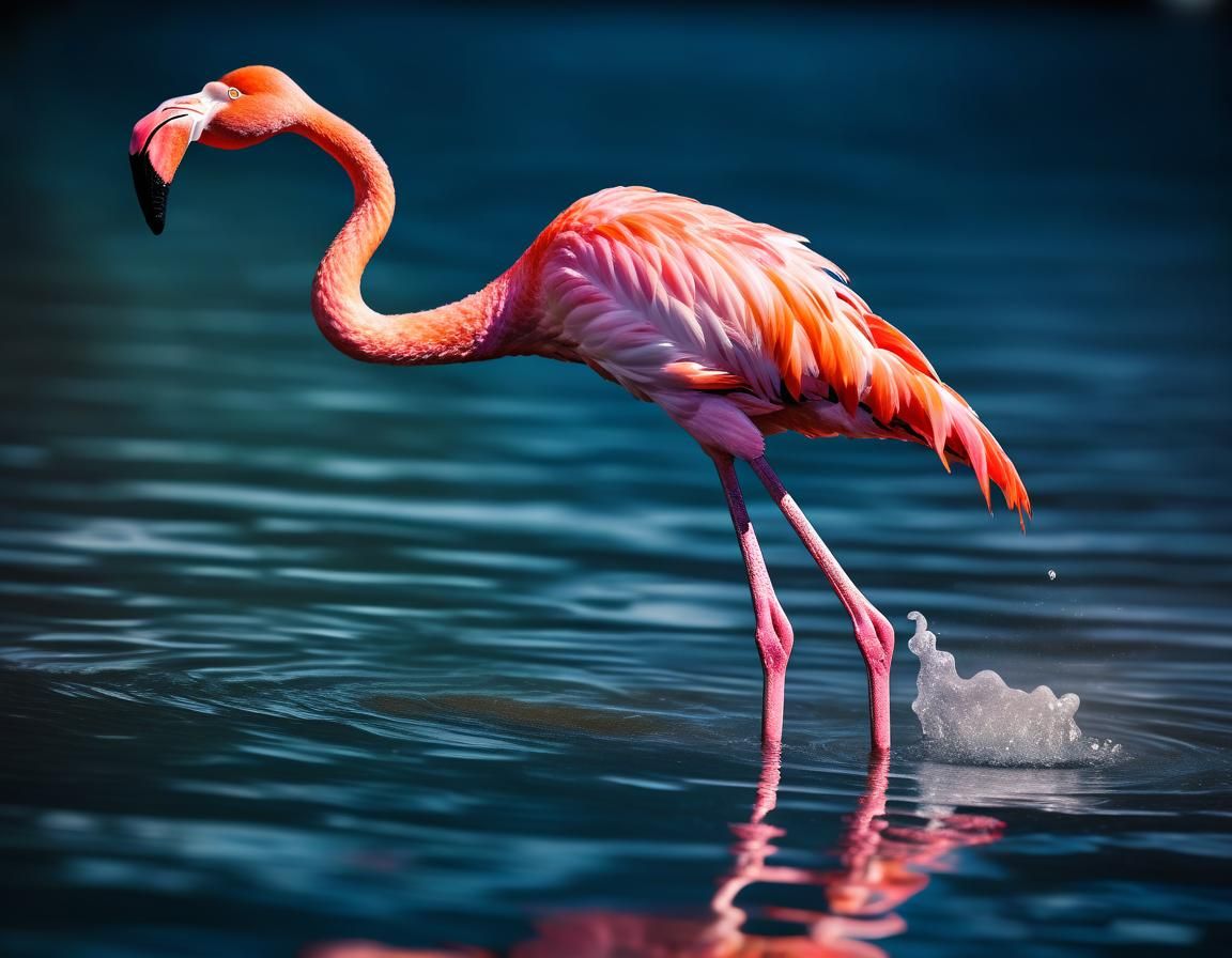 Pink Flamingo in Flight: Photorealistic Detail