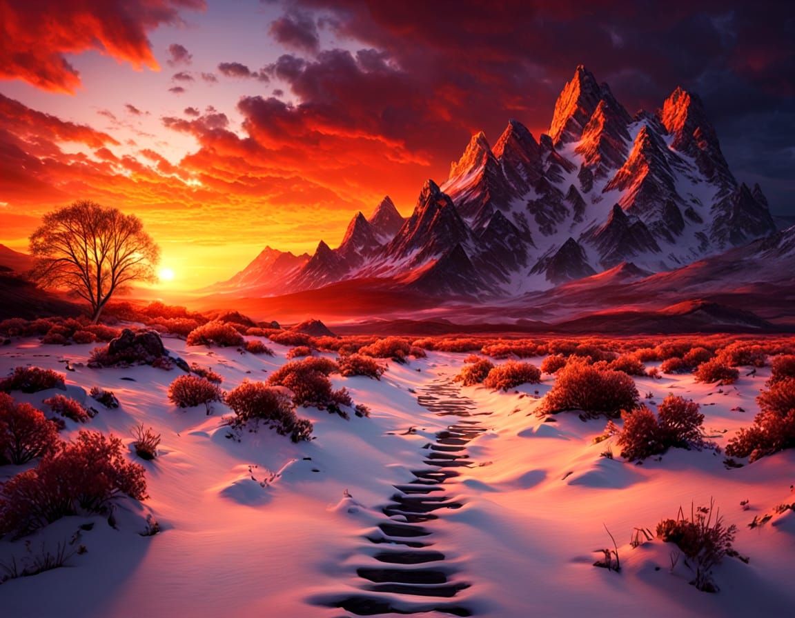 Vibrant Sunset Over Glowing Horizon with Warm Cinematic Ligh...