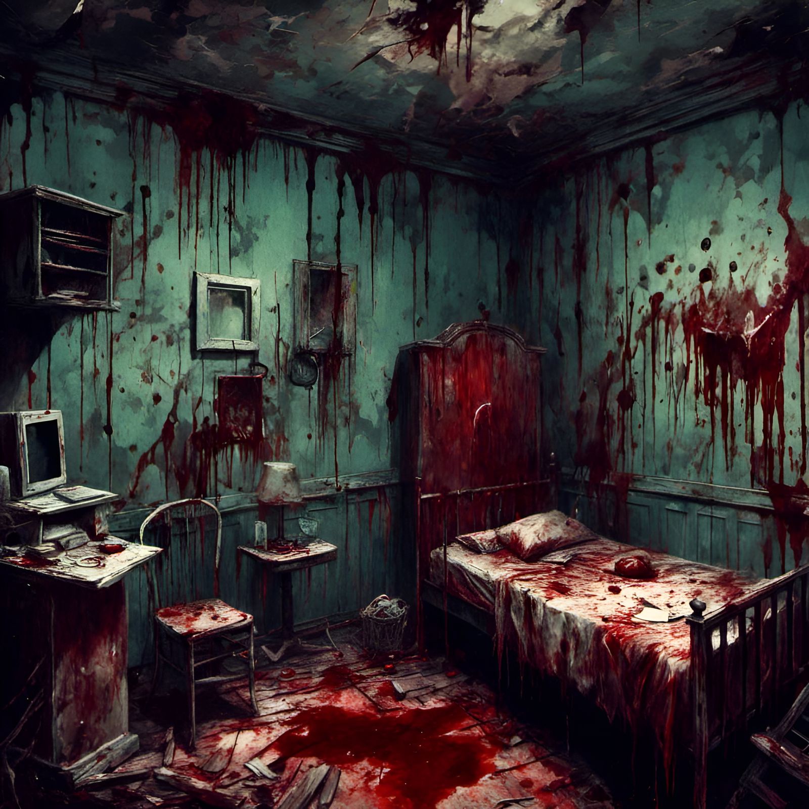 Bloody Insane Asylum Doctor's Room in Macabre Style