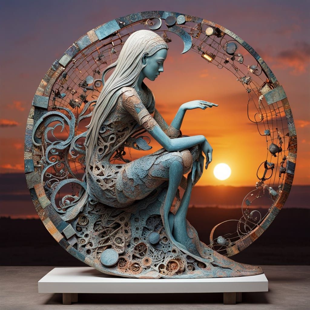 Surreal Collage of Strength and Resilience in Bio Art Style