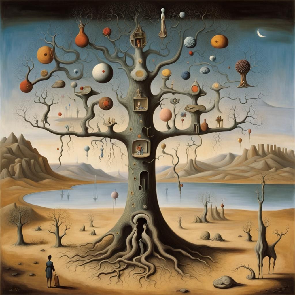 Surreal Tree of Knowledge in Barren Landscape