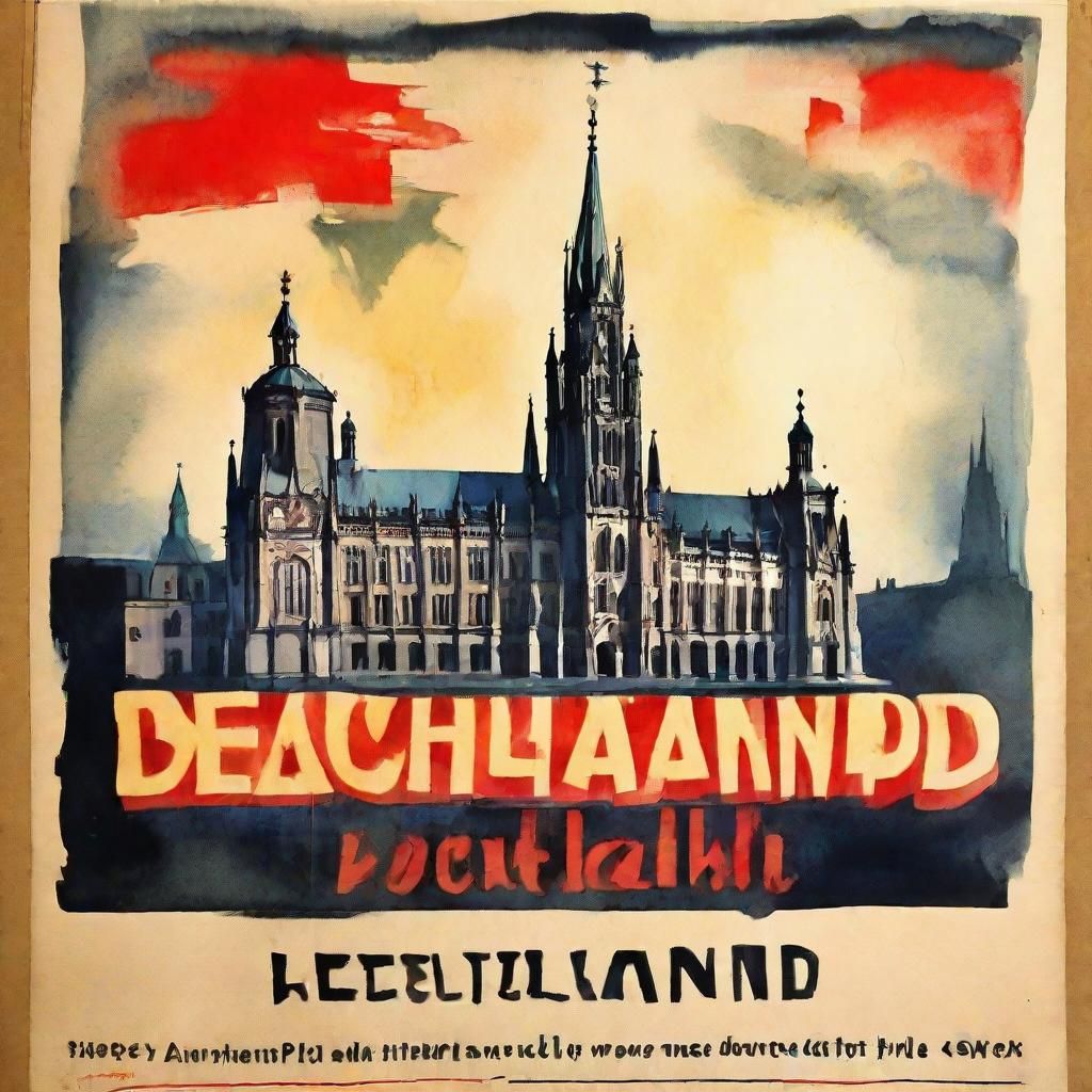 German Landmarks in Brutalist Propaganda Poster