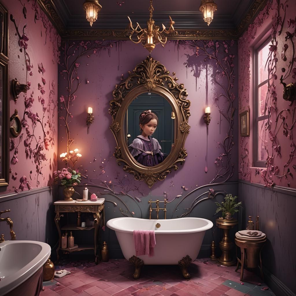 Fantastical Little Girl Bathroom: Detailed Matte Painting