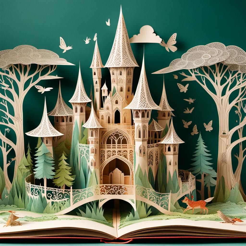 Intricate Fairy Tale Pop-Up Book Illustration