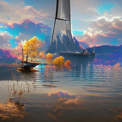 Majestic Sailboat on Lake: 8K 3D Render