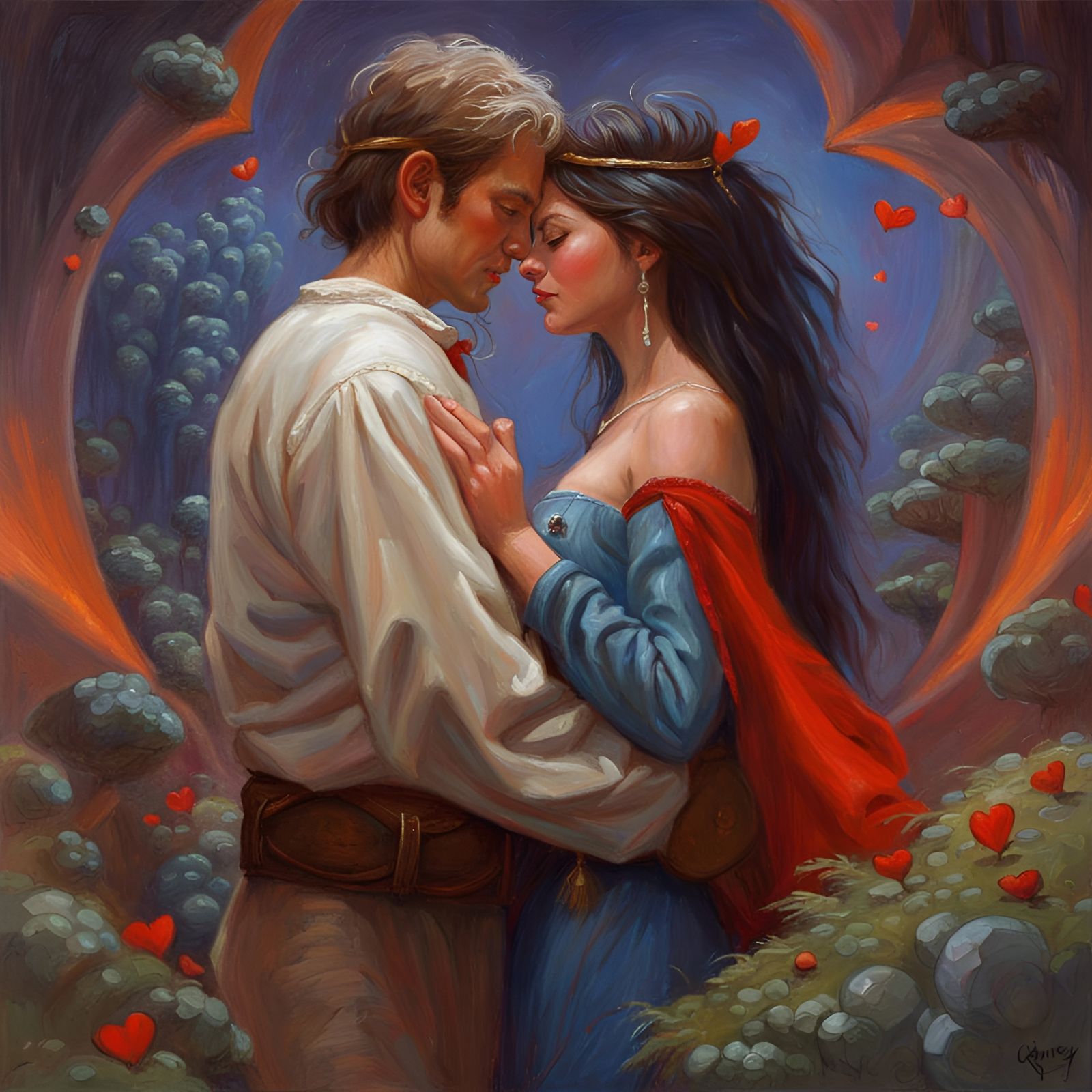 Romantic Fantasy Oil Painting in Gurney Style
