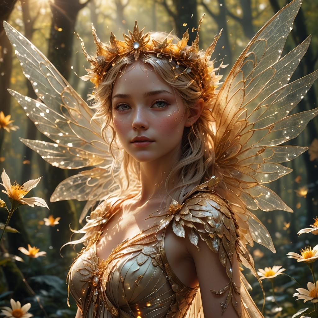 Sun Fairy Portrait in Hyper-Realistic Digital Art