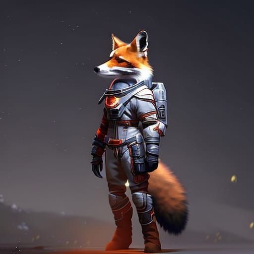 Fox Astronaut in Space Concept Art