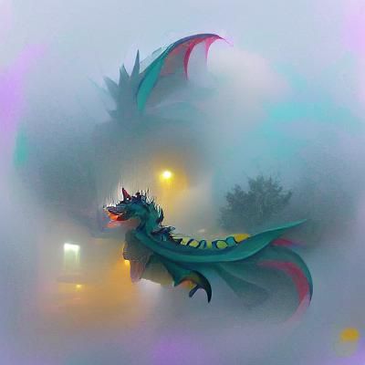 Mystical Dragon in Dense Fog